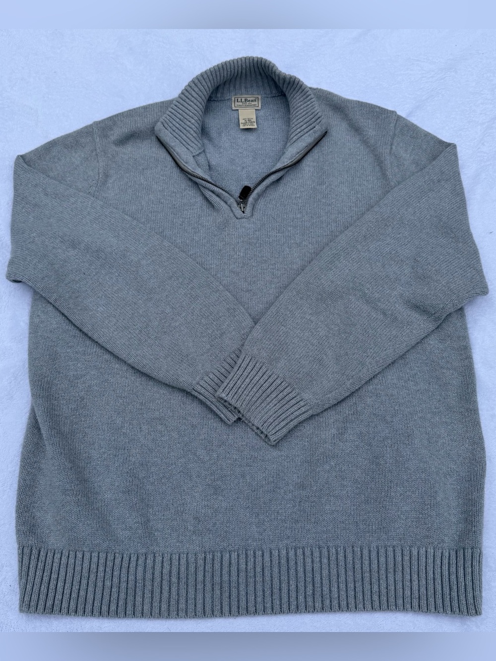 L.L. Bean Men's Light Gray Quarter-Zip Sweater